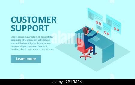 Vector of a customer support agent chatting online providing technical assistance Stock Vector