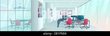 Vector of a modern office interior creative workplace Stock Vector