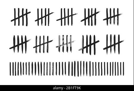 Tally marks on white board hand drawn dirty art style vector ...