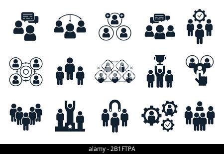 people group icons teamwork pictogram style vector illustration Stock ...