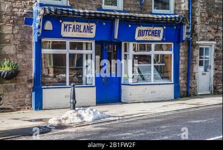 McFarlane Butcher shop in Middleton in Teesdale,England,UK Stock Photo