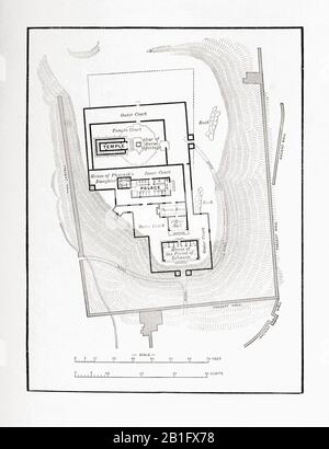 Plan of Solomon’s Temple and palaces.  Based on a 19th century assumption. Stock Photo