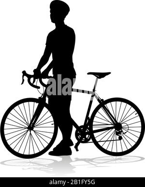Bike and Bicyclist Silhouette Stock Vector