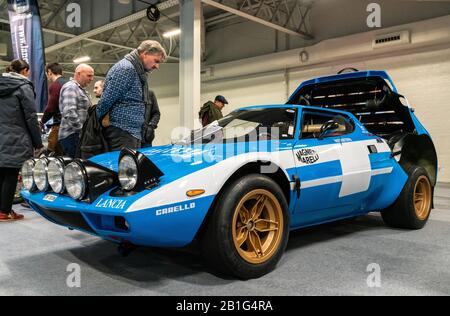 22 Feb 2020 - London, UK. 1974 Lancia Stratos Gr4 V6 rally car displayed at the London Classic Car Show. Stock Photo