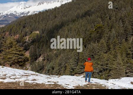 Nature photographer takes pictures wandering the mountains in Turkey Stock Photo