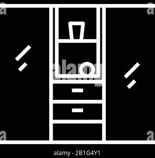 Big closet black icon, concept illustration, vector flat symbol, glyph sign. Stock Vector