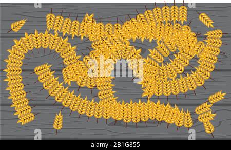 grains are on black burnt wooden abstract background Stock Vector