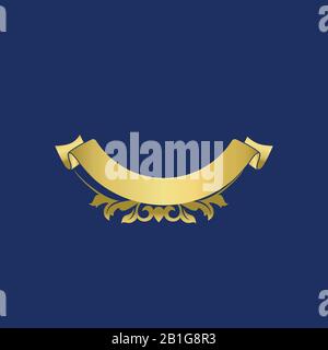 Gold ribbon - Royal Place Logo Template - Stylish letter place for logo concept. Stock Vector