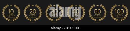 Anniversary laurel wreath set Stock Vector