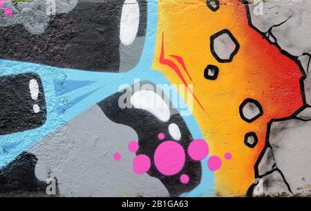 Modern graffiti in Porta Garibaldi distrect of Milan, Italy, depicting abstract beer jugs Stock Photo