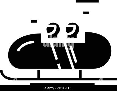 Bobsleigh black icon, concept illustration, vector flat symbol, glyph sign. Stock Vector