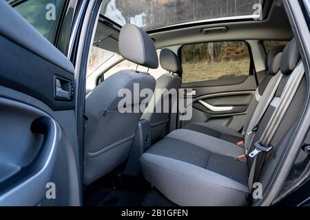 Cluj-Napoca,Cluj/Romania-21.01.2020-Panoramic sunroof glazed dach roof on a Ford Kuga suv, inside car Stock Photo