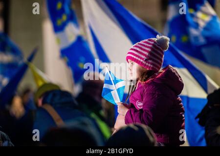 Pro EU group in Scotland marks Brexit Day with commitment to EU at The Scottish Parliament  The European Movement in Scotland (EMiS), Scotland’s oldes Stock Photo