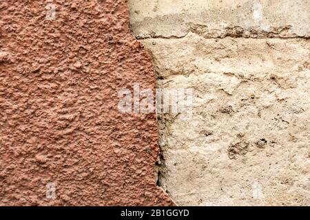 old cement and brick wall. Beautiful concrete stucco. painted cement. background texture wall. Stock Photo