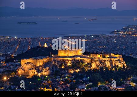 Iconic Parthenon Temple at the Acropolis of Athens, Greece Stock Photo