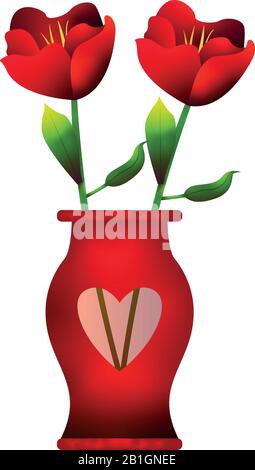 Isolated roses in a vase Stock Vector