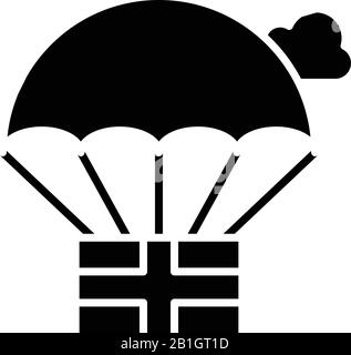 Aerostat black icon, concept illustration, vector flat symbol, glyph sign. Stock Vector