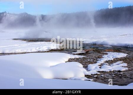 Lower Geyser Basin at the Yellostone National Park, USA, Wyoming, Yellowstone National Park Stock Photo