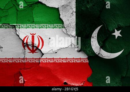 flags of Pakistan and Iran painted on cracked wall Stock Photo - Alamy