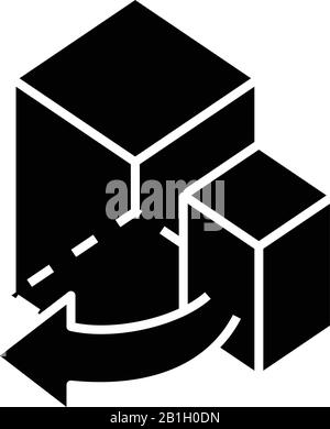 3d objects black icon, concept illustration, vector flat symbol, glyph sign. Stock Vector