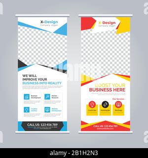 Roll up banner template design Stock Vector
