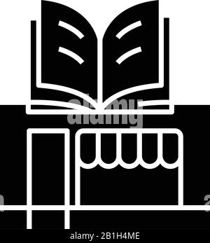 Bookstall black icon, concept illustration, vector flat symbol, glyph sign. Stock Vector