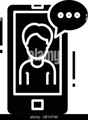 Asissting bot black icon, concept illustration, vector flat symbol, glyph sign. Stock Vector