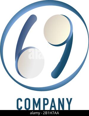 Lowercase Letter bg Alphabet Logo Design Template isolated on white background. Blue TWS Earphone icon with 69 Number Position illustrated. Pictorial Stock Vector
