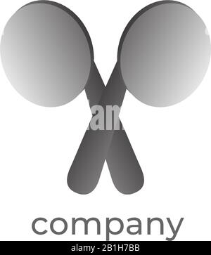 Logo Design Template isolated on white background. Crossed TWS Earphone icon illustrated. Gray Gradation Object Color. Pictorial Mark Logotype. Stock Vector