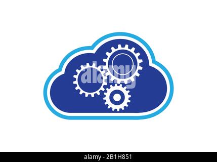 Digital Tech Cloud Logo design sign Vector Illustrations. Stock Vector