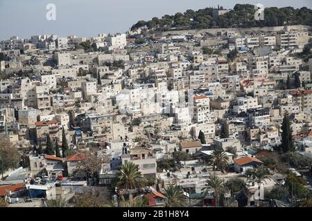 The Old City of Jerusalem, view of Silwan village Stock Photo