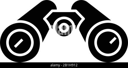 Binocular black icon, concept illustration, vector flat symbol, glyph sign. Stock Vector