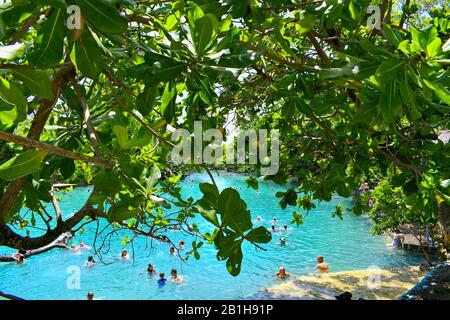 Port Vila, Vanuatu - February 14, 2020: The Blue Lagoon is a popular tourist destination in Vanuatu. Stock Photo