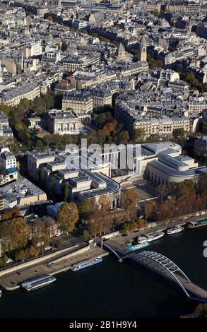 Aerial view of city of Paris with River Seine.Paris.France Stock Photo