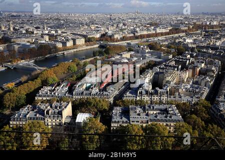 Aerial view of city of Paris with River Seine.Paris.France Stock Photo