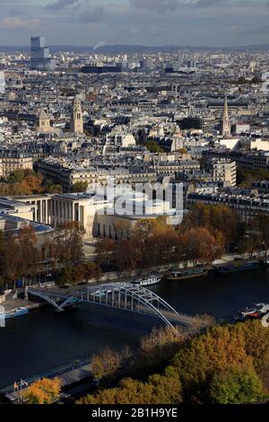 Aerial view of city of Paris with River Seine.Paris.France Stock Photo