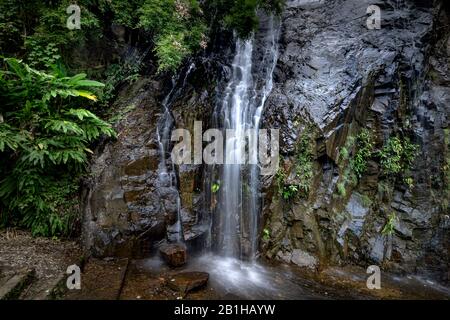 Small waterfall in a tropical rain forest in Thua Thien Hue province, Vietnam Stock Photo