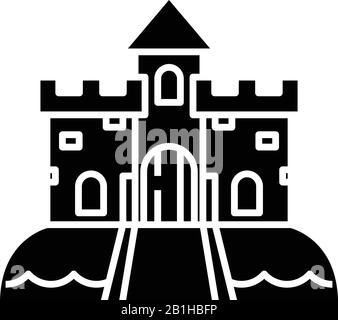 Big castle black icon, concept illustration, vector flat symbol, glyph sign. Stock Vector