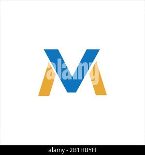Initial letter mv or vm logo design template Stock Vector