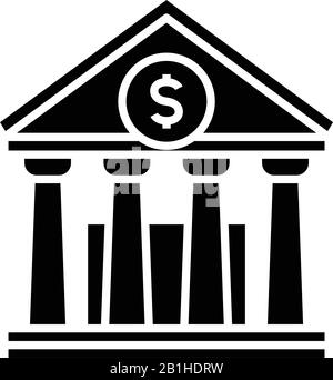Bank services black icon, concept illustration, vector flat symbol, glyph sign. Stock Vector