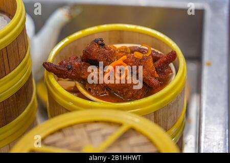 Chinese styled stewed chicken feet served at dimsum restaurant Stock Photo