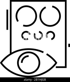 Eye checking line icon, concept sign, outline vector illustration, linear symbol. Stock Vector