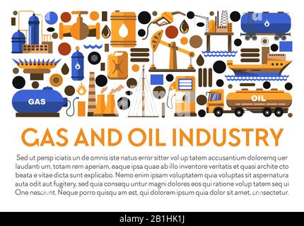 Factory and plant, gas and oil industry, natural resources mining banner Stock Vector