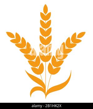 Wheat spikelet abstract cereal grain outline icon Stock Vector