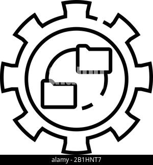 Files synchronisation line icon, concept sign, outline vector illustration, linear symbol. Stock Vector