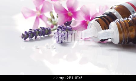 Homeopathy with flowers Stock Photo