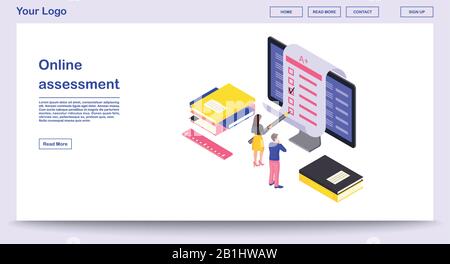 Online assessment webpage vector template Stock Vector