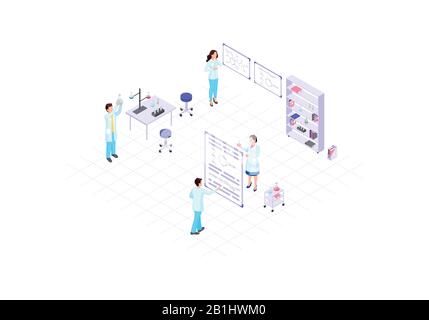 Scientists isometric color vector illustration Stock Vector