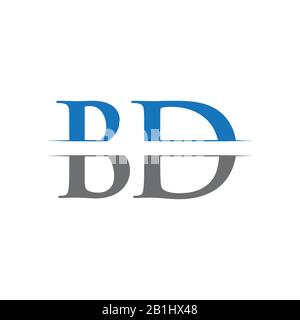 Creative blue letter BD b d logo with leading lines and road concept ...