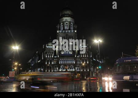 8 Sept 2019, Mumbai, Maharashtra, India. Night view of Municipal Corporation of Greater Mumbai, also known as Brihanmumbai Municipal Corporation Stock Photo